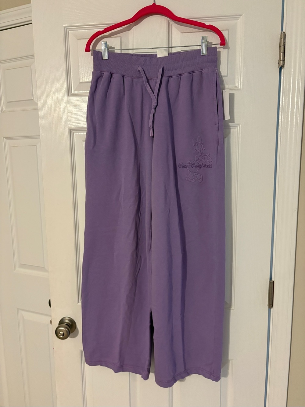 Disney Purple Daisy Duck Wide-Leg Sweatpants with Drawstring NWT